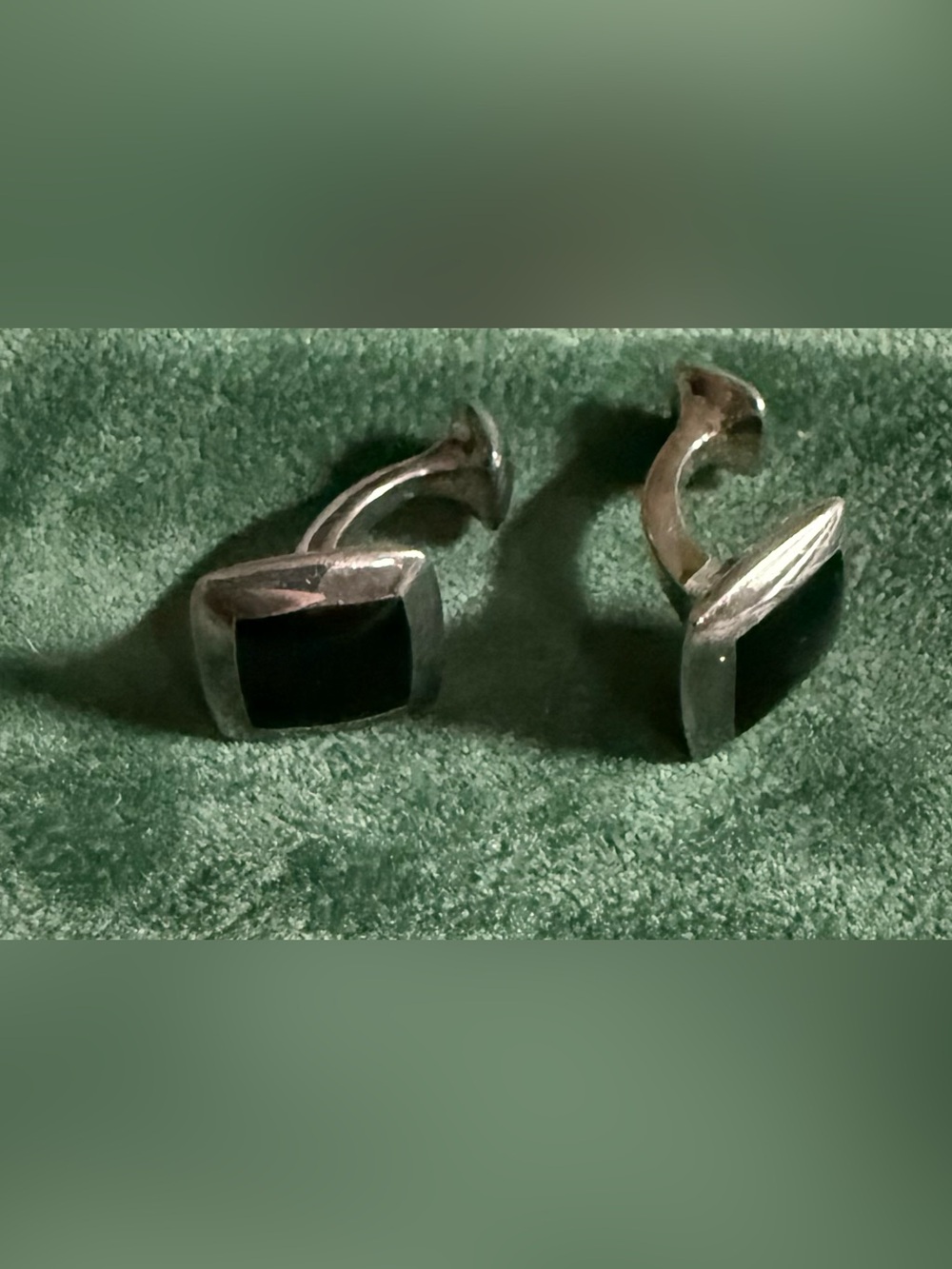 Men's Black Onyx Silver  Cufflinks